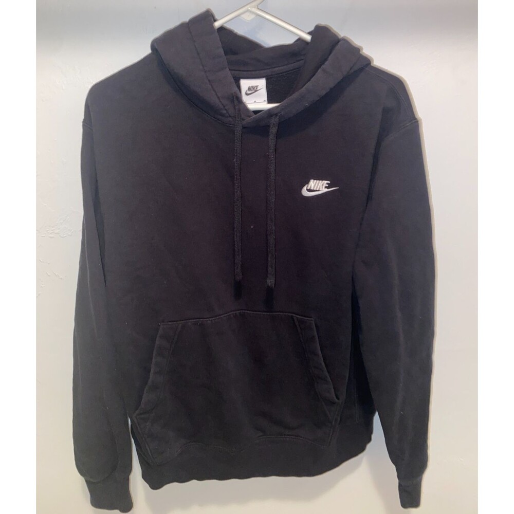 Nike Sportswear Club Fleece Pullover Hoodie Men's M Black Sweatshirt Swoosh VTG